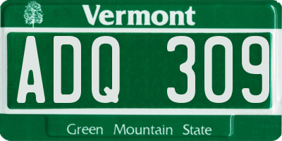 VT license plate ADQ309