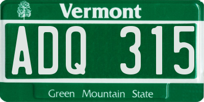 VT license plate ADQ315