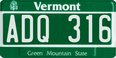 VT license plate ADQ316