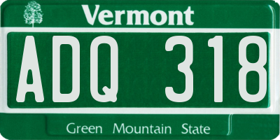 VT license plate ADQ318