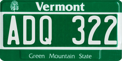 VT license plate ADQ322