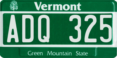 VT license plate ADQ325