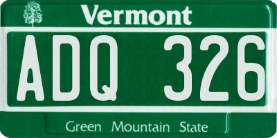 VT license plate ADQ326