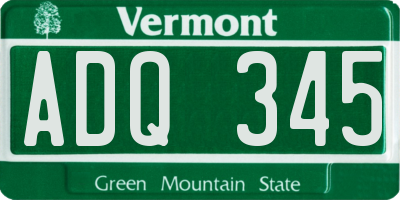 VT license plate ADQ345