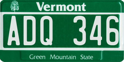VT license plate ADQ346