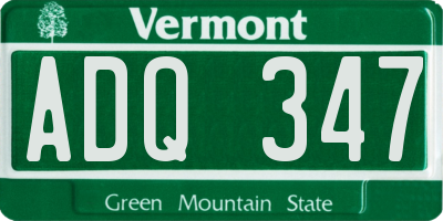 VT license plate ADQ347