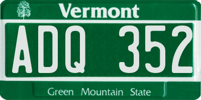 VT license plate ADQ352