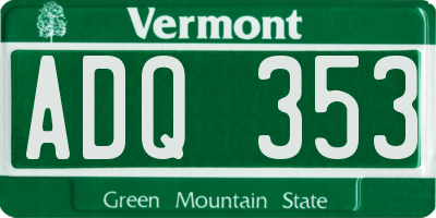 VT license plate ADQ353