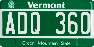 VT license plate ADQ360