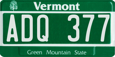 VT license plate ADQ377