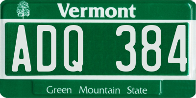 VT license plate ADQ384