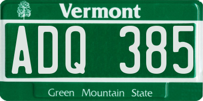 VT license plate ADQ385