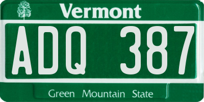 VT license plate ADQ387