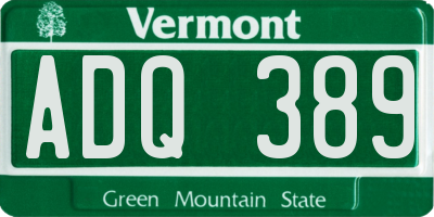 VT license plate ADQ389