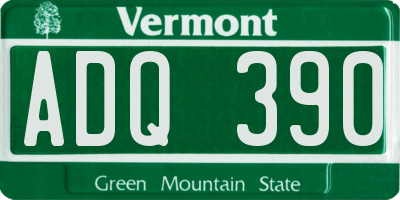 VT license plate ADQ390