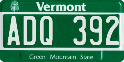 VT license plate ADQ392