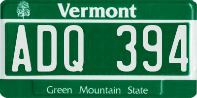 VT license plate ADQ394