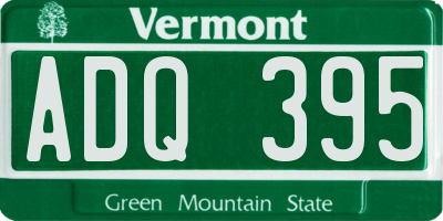 VT license plate ADQ395