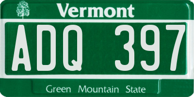 VT license plate ADQ397