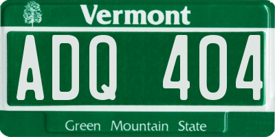 VT license plate ADQ404