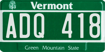 VT license plate ADQ418