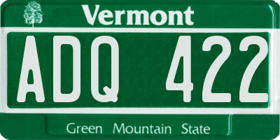VT license plate ADQ422