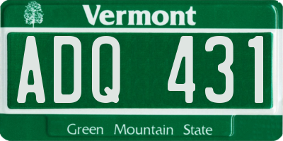 VT license plate ADQ431