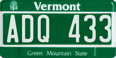 VT license plate ADQ433