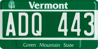 VT license plate ADQ443
