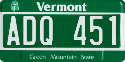 VT license plate ADQ451