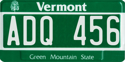 VT license plate ADQ456