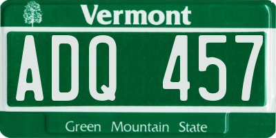 VT license plate ADQ457