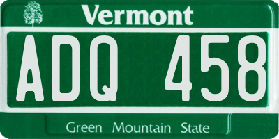 VT license plate ADQ458