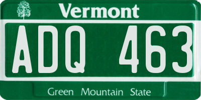 VT license plate ADQ463