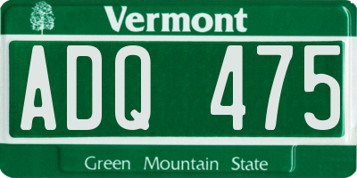 VT license plate ADQ475
