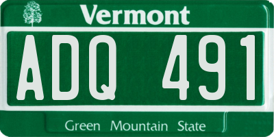 VT license plate ADQ491