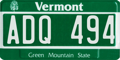 VT license plate ADQ494
