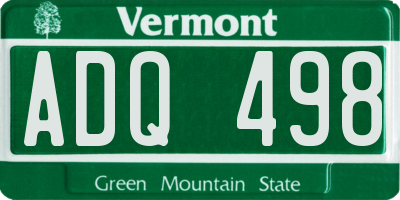 VT license plate ADQ498