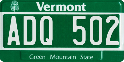 VT license plate ADQ502