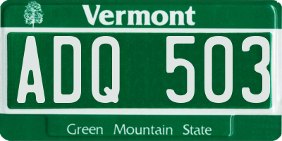 VT license plate ADQ503
