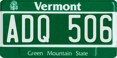 VT license plate ADQ506