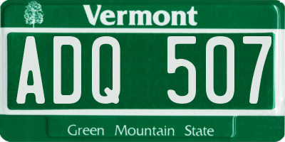 VT license plate ADQ507