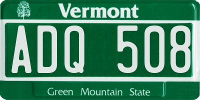 VT license plate ADQ508