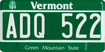 VT license plate ADQ522