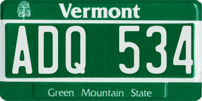 VT license plate ADQ534