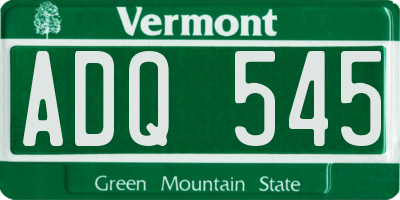 VT license plate ADQ545