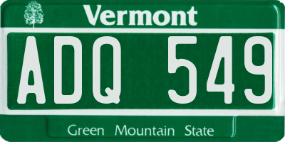 VT license plate ADQ549