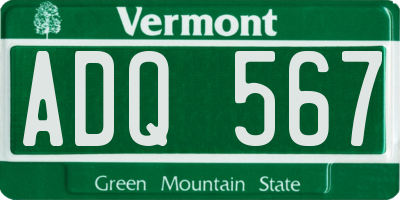 VT license plate ADQ567