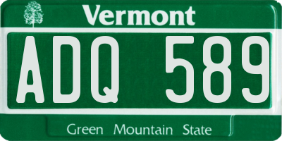VT license plate ADQ589