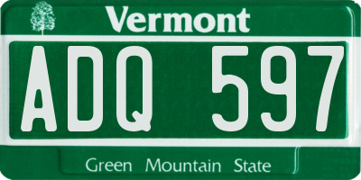 VT license plate ADQ597